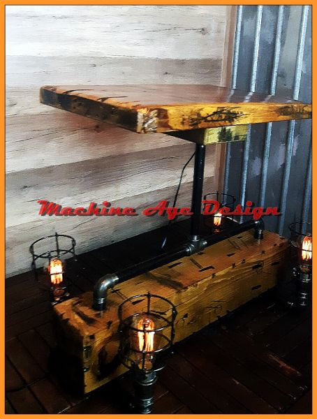 4 fáklyás asztal , machine age , steampunk
