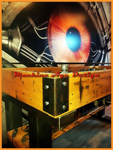 nagy méretű steampunk usa v8 blokk tárgyaló asztal , design elemekkel